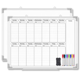 Lincia 24" x 18" Horizontal 2 Weekly Dry Erase Calendar for Wall Undated Horizontal Dry Erase Wall Calendar Planner Aluminum Frame Whiteboard for Home Office Projects Fridge