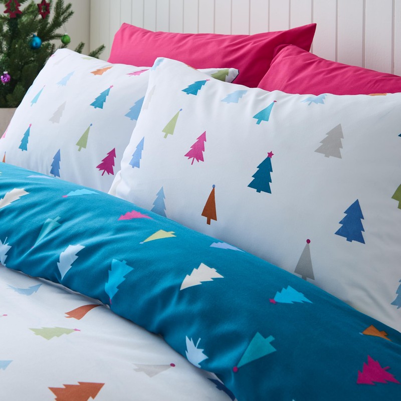 Catherine Lansfield Christmas Tree Soft Microfibre Reversible Single Duvet Cover