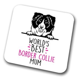 Border Collie World's Best Mum Coaster Dog Mum Border Collie Mum Friend Funny Gift for Birthday Christmas, Border Collie Coaster