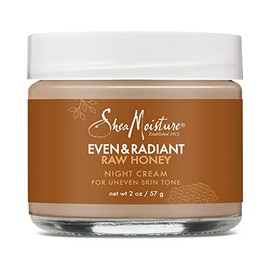 SheaMoisture Crema facial uniforme y radiante para tonos de piel desigual y manchas oscuras crema de noche con miel cruda 2 onzas