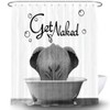 Uokiuki Get Naked Fabric Shower Curtain, Funny Animal Elephant Bathing