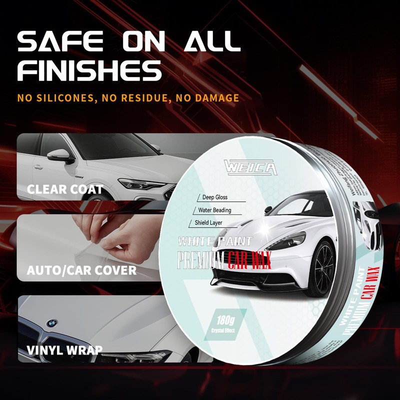 WEICA Car Wax for Light & Metallic Cars | White,