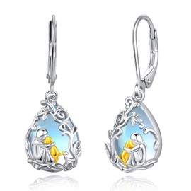 Dog Stud Earrings 925 Silver Hoop Earrings Rose Gold Dog Hanging Earrings Girls Gold Stud Dog Jewellery for Children Women, Sterling Silver