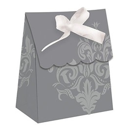 Creative Converting 12 Count Silver Anniversary Favor Bags with Ribbon, Silver
