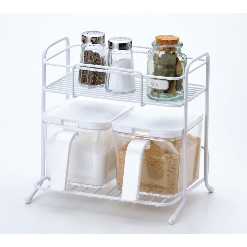 Pearl Metal HB-3607 Seasoning Rack, 2 Tiers, Blanc Kitchen, White,