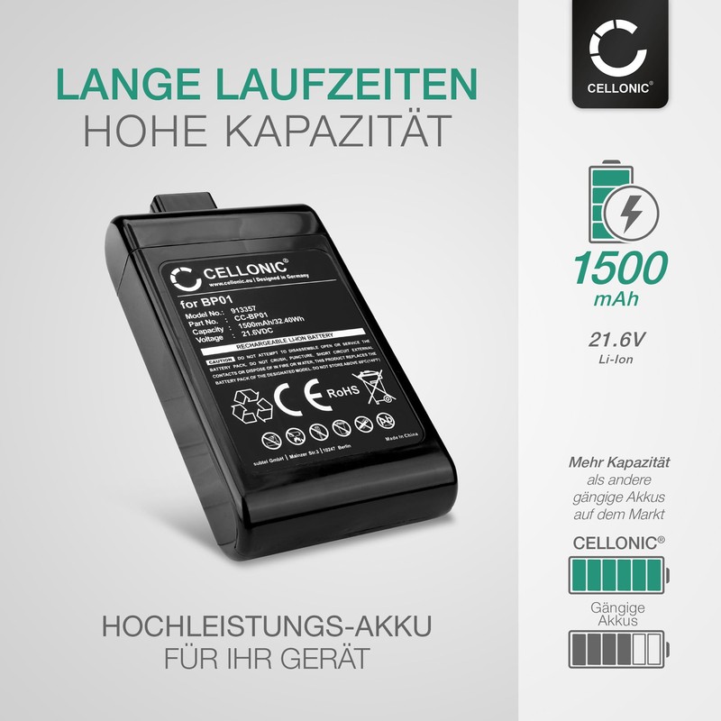 CELLONIC Akku kompatibel mit Dyson DC16, DC16 Animalpro, D12 Cordless