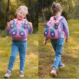 Tanou Toddler Backpack for Baby Girls, Kids Nursery Backpacks for Preschool Kindergarten, 3D Animal School Bag for Little Girl 1-5 Years, Butterfly