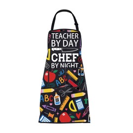 ENSIANTH Teacher Apron with Pockets Chef Teacher Gifts Teacher Appreciation Gifts Teacher Cooking Kitchen Baking BBQ Apron (25111 Teacher by A)