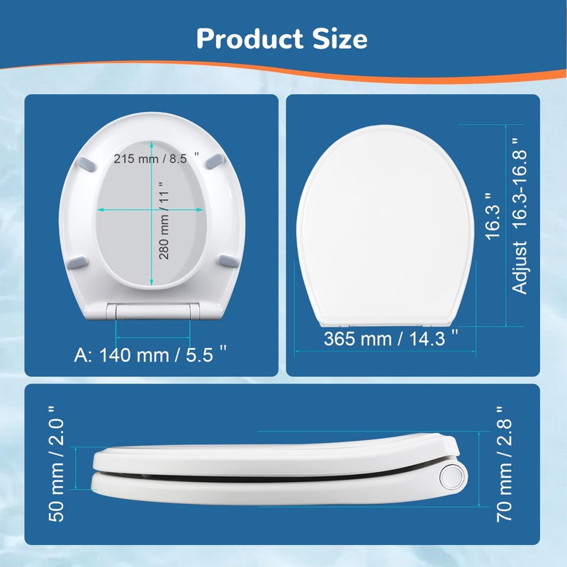 iFealClear Round Toilet Seat Compatible with Kohler, American Standard, TOTO,