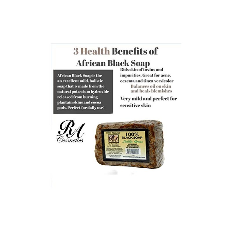 RA Cosmetics 100 Black Soap, Lemon Grass, 5 oz