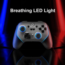 Switch Pro Controller, Game Controller for PC/Switch2/Switch, 7 Color LED Hall Effect Controller with Microswitch Buttons, PC Controller Wireless Changeable Digital & Analog Trigger