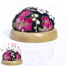 AxiyanX Wooden Base Sewing Pin Cushion, Pin Cushions for Sewing Cute,Needle Cushion for DIY Crafts,Pincushions for Sewing,Sewing Needle Holder for Daily Hand Sewing (A-Blue)