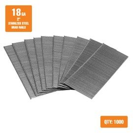 Freeman 18-Gauge 2" Stainless Steel Glue Collated 18 GA Brad Nails – 1,000 Count – For Interior & Exterior Trim, Moulding, and Baseboards – Corrosion-Resistant