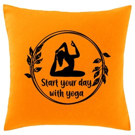 Hippowarehouse Start the day with yoga Printed bedroom accessory cushion cover case 41x41cm