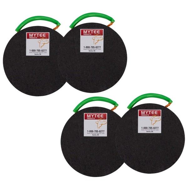 Mytee Products (4 Pack) Round Outrigger Pad 12" Diameter, 1.5" Thick, 45,000 lbs WLL, RV Pads, Lightweight, Stackable, Waterproof, Unbreakable, Ergonomic Handle