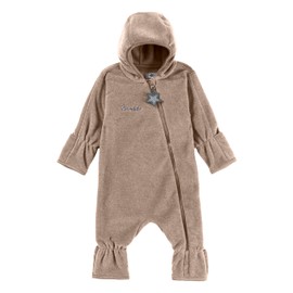 Sterntaler Baby Fleece Jumpsuit Unisex - Jumpsuit Made of Microfleece Embroidery, Zip, Hand and Foot Warmers, beige
