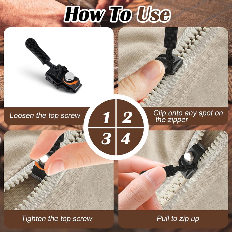 ACKKOR 18 Pcs Removable Universal Zipper Repairer, Universal Zipper Repair