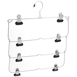 Whitmor 4-Tier Folding Skirt Hanger Chrome / Black