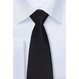 (リトリーズ) RETREEZ ピンドット柄 マイクロファイバー 織り生地 メンズ タイ ネクタイ - ブラック地&レッドのピンドット柄
