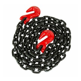 Mytee Products 3/8 Inch x 16 FT G80 Black Transport Binder Chain with Clevis Grab Hooks - 7,100 lbs Working Load Limit - Heavy Duty Grade 80 Safety Trailer Logging Chain