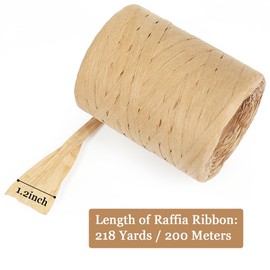 Tenn Well Raffia Ribbon, 1/4 Inch by 200 Meters Natural Raffia Yarn, Craft Ribbon Paper Twine for Christmas Gift Wrapping, Crafting, Crocheting, DIY Decoration (Kraft)