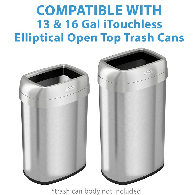 iTouchless Trash Can Lid Elliptical Open Top Models OL13STV and