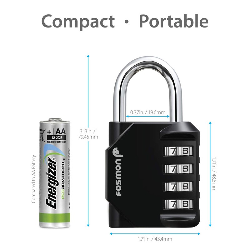 Fosmon Combination Lock, (4 Pack) 4 Digit Multi-Purpose Combination Padlock,