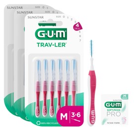 GUM TRAV-LER interdental Brushes | for Thorough Cleaning of All interdental Spaces | Bendable Neck | Teeth Cleaning and Plaque Removal (1.4mm, ISO 4 [18 Units])