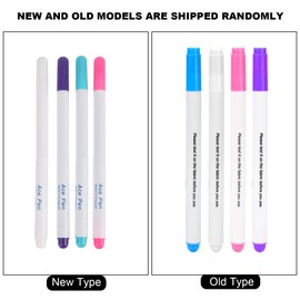 Estink Water Soluble Pens, 4 Pieces Water Soluble Fabric Marker Pens with Disappearing Ink for Leather Crafts, Purple/Pink/Sky Blue/White