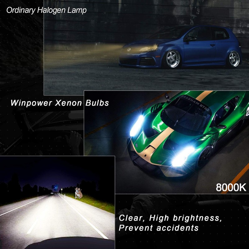 WinPower D2S HID Headlight Bulbs, 8000K 35W Xenon Replacement Lights,