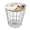 HOMION Modern Round Wire Metal Storage Basket Side Table Bedroom