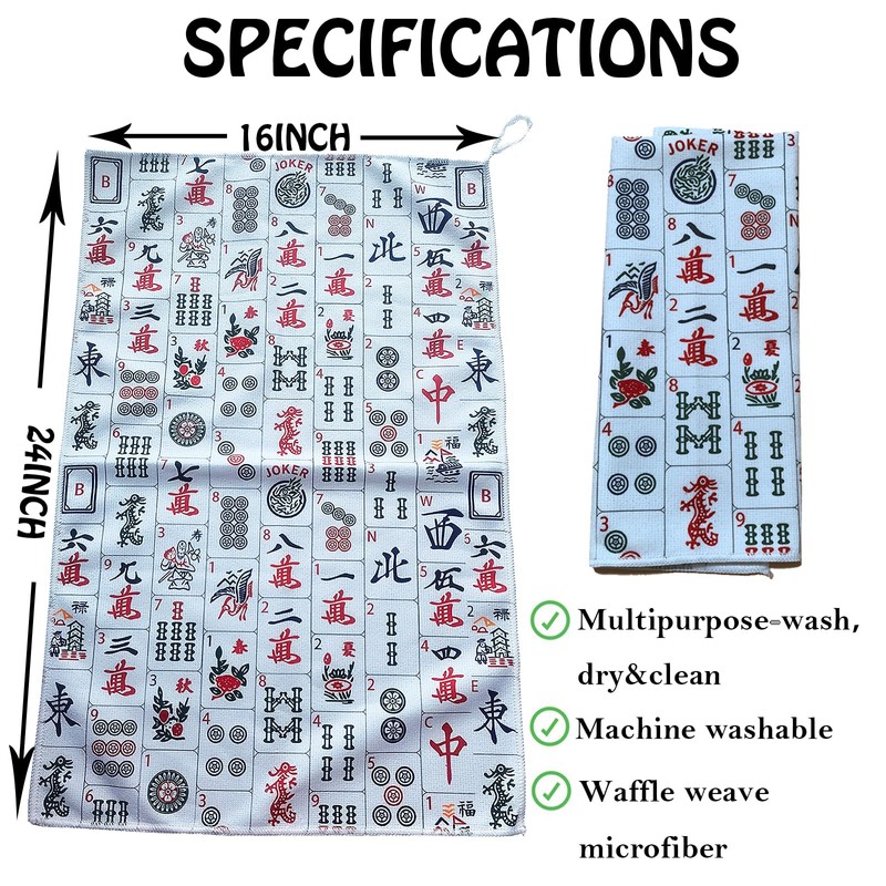 yUhe2018Cw Mahjong Dish Towels - Decorative Waffle Weave Kitchen, Mahjong