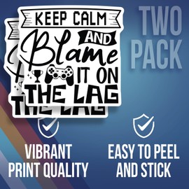 Keep Calm and Blame It On The Lag Sticker - Funny Gamer Sticker - Gaming Console Decal - Gamer Gift - Video Game Humor - Vinyl Decal - 5" Vinyl Sticker - Durable Design for Cars L AAS1424