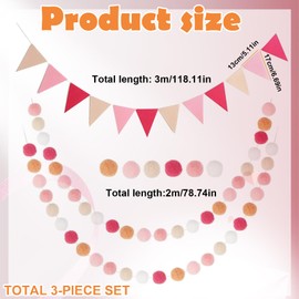 Felt Ball Garland，Boho Decor with Beautiful Pompom Garland and WayDress- Colorful Decorations for Home and Parties