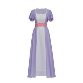 iSHOWcos Titanic Rose Cosplay Costume Swim Dress Rose Women Evening Party Gown Regency Dress (White and Purple, XS)