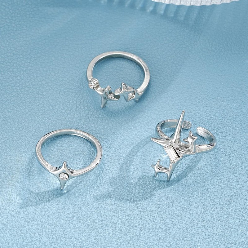 GIGB PBDK Silver Y2k Star Open Ring Set for Women