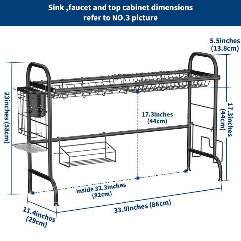 MOUKABAL Dish Drying Rack - Stainless Steel Over The Sink