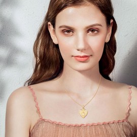 Angel Wings Heart Locket Necklace for Women Girls That Holds Pictures: 925 Silver Photo Pendant Necklaces with Zircon-Virgin Mary Locket Necklace with Picture-Amulet Jewelry Lockets for Her Gold