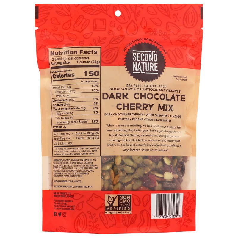 SECOND NATURE Dark Chocolate Cherry Trail Mix, 12 OZ