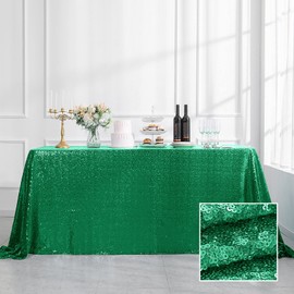 Pufogu 60"x102" Grass Green Sequin Tablecloth Rectangular Glitter Green Table Cloths for Birthday Wedding Bridal Baby Shower Party Decorations