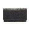 Genuine Leather Women's Wallet Floral Embossed with RFID/NFC Protection, black,