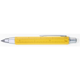 TROIKA ZIMMERMANN 5,6 – PEN56/YE – Carpenter's pencil – clutch pencil (5.6 mm HB lead) – centimetre/inch ruler – 1:20 m/1:50 m scale – brass – laquered – yellow – TROIKA-original