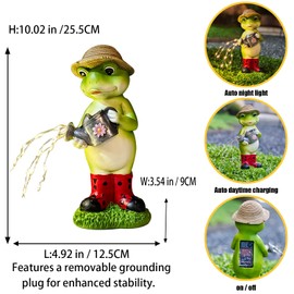 Solar Powered Frog Garden Statue, Outdoor Resin Frog Sculpture with LED Light, Waterproof Animal Decor for Lawn, Yard, Patio, Garden Accent for Night Lighting, Unique Gift for Nature Lovers