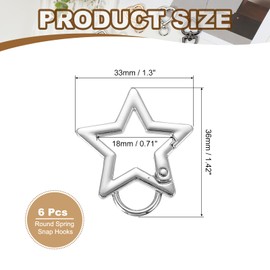 PATIKIL Star Keychain Clip, 6 Pcs Star Key Ring Snap Hook Clips Zinc Alloy Trigger Spring Buckles for Keychains Bags Purses Handbag Jewelry Making, Black