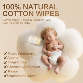 Winner 100% Cotton Dry Wipes, USDA Certified Baby Wipes, 33% Thicker & Ultra Soft, Hypoallergenic & Unscented for Baby Sensitive Skin, Wet/Dry for Diaper Changes, Meals & Cleanup, 240ct, Pack of 3