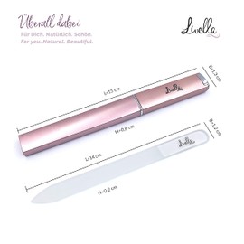 Livella Glass Nail File with Designer case in Rosegold/Especially Gentle and Soft for Nails/Manicure and Pedicure/Double Sided File/Crystal Glass