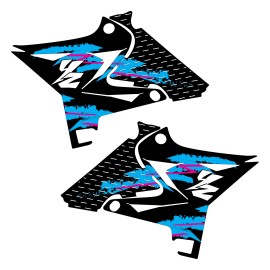 Unbranded yz125 yz250 Retro Shroud Graphics for UFO  Restyle 90s retro black / cyan