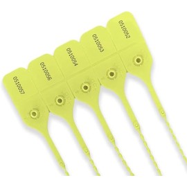 100 X Yellow Security Tags Numbered Pull Ties Secure Anti-Tamper Seals