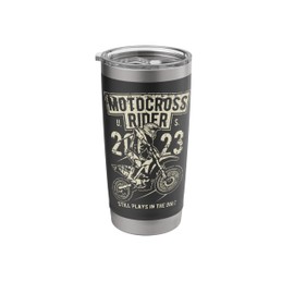 Motocross Dirt Bike Motorcycle Racing Distressed Design Stainless Steel Insulated Tumbler