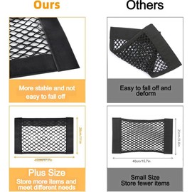 HONZUEN Pack of 2 Mesh Bag Boot Car, Car Luggage Net Organiser Boot Net Storage, Velcro Net Boot Storage Net for Car, SUV (28 x 45 cm)